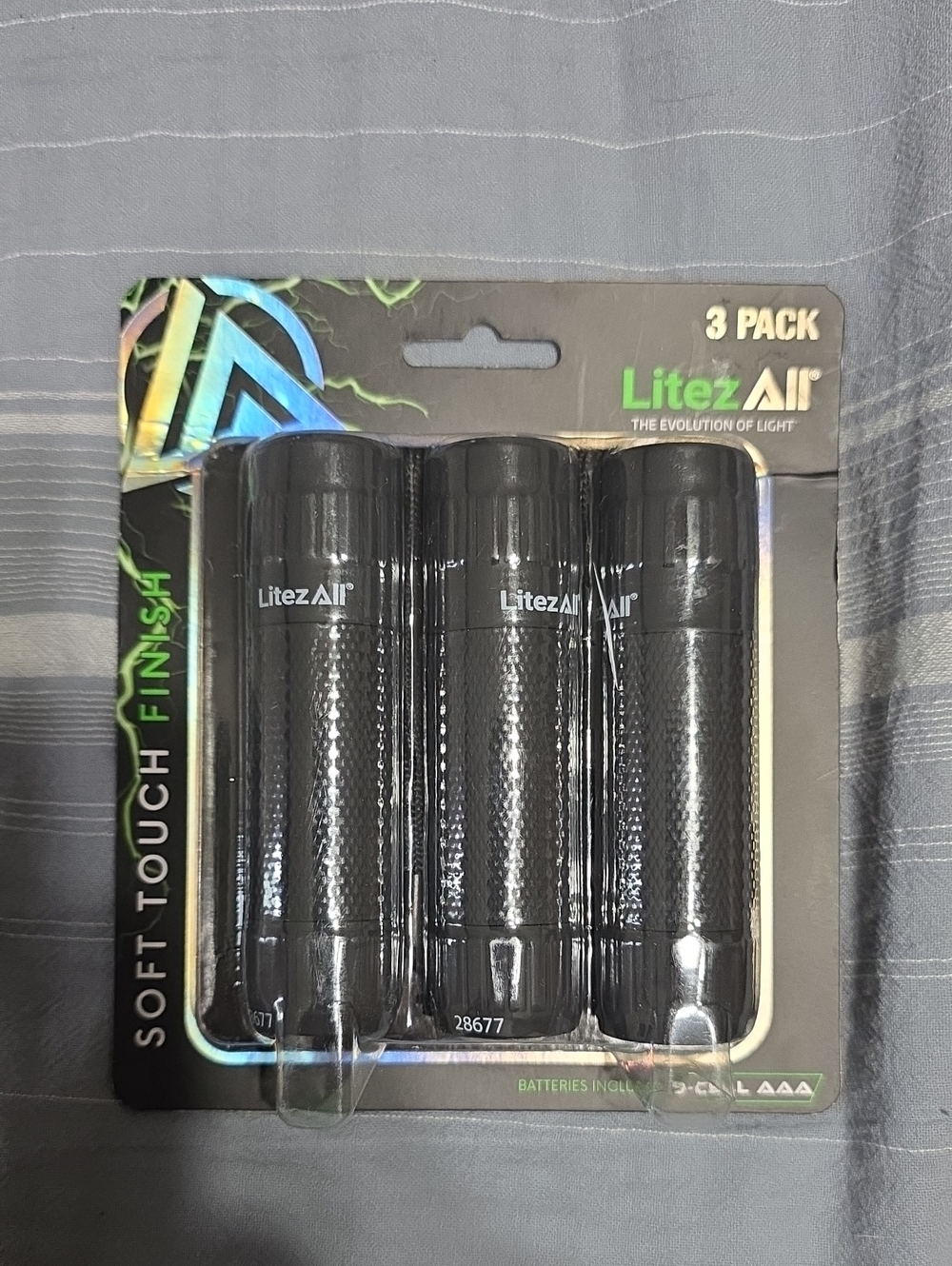 3-Pack Black LED Flashlight Set